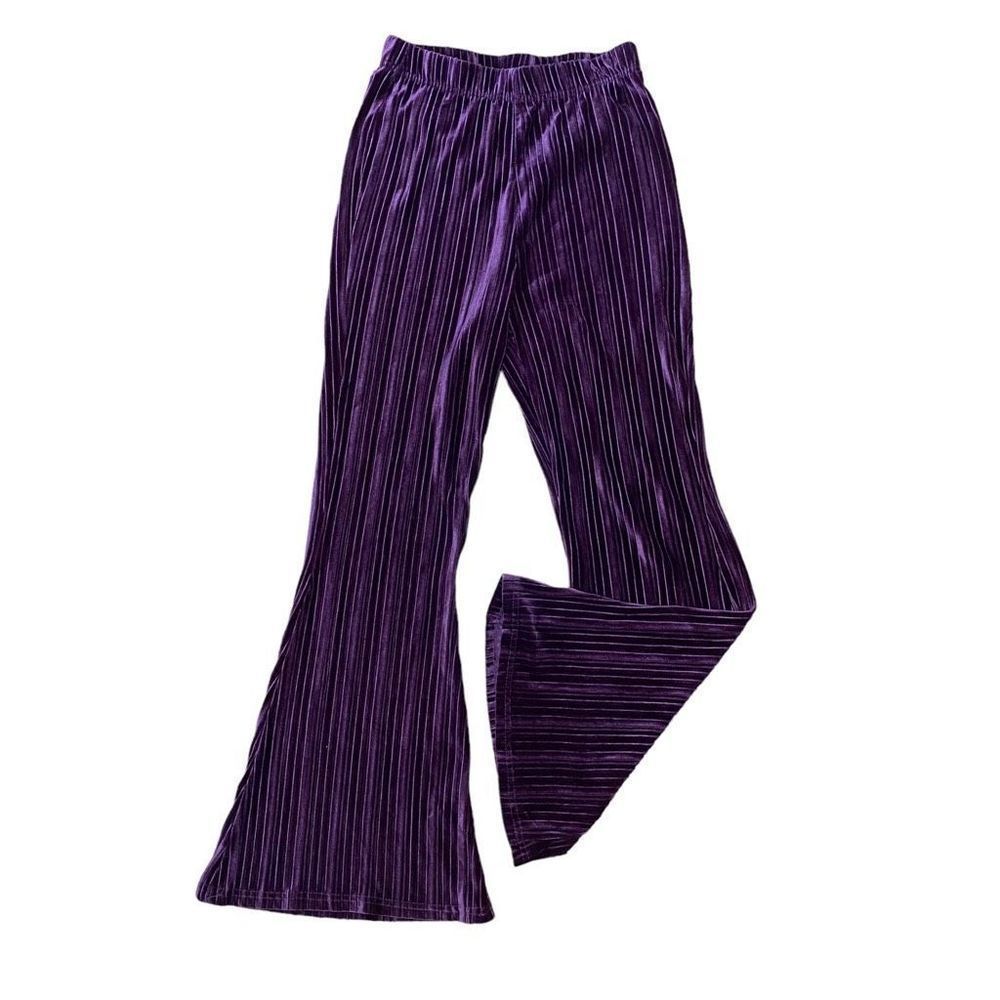 Wild Fable Purple Velvet High Rise Flare Pants